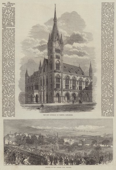 Das neue Rathaus und die Parks in Preston von Sir John Charles Robinson